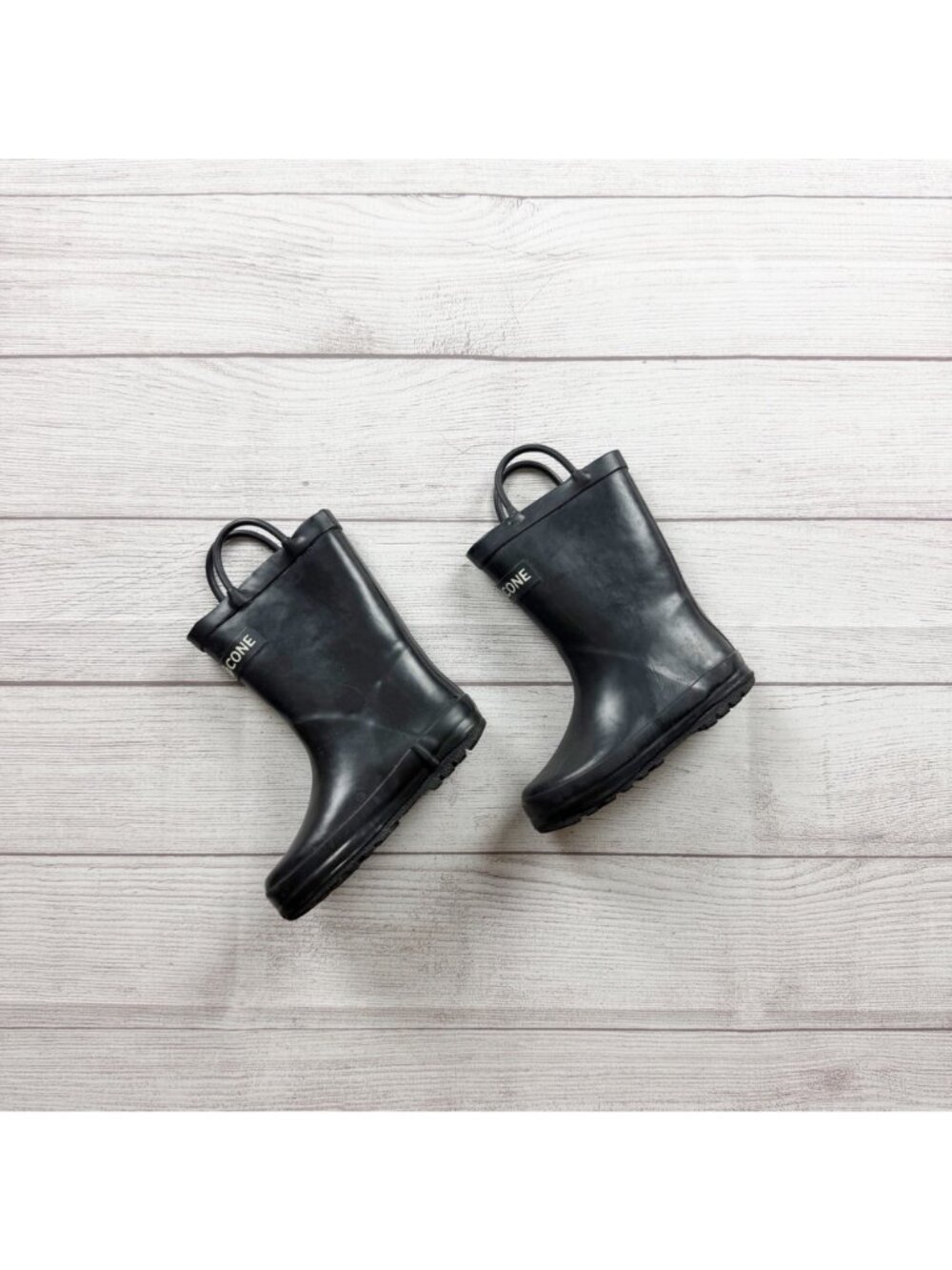 Lone Cone Black Rubber Rain Boots Waterproof Durable Easy Pull-On Handles 8 - Picture 2 of 6